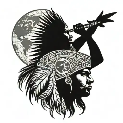 Native American Holding Up Earth