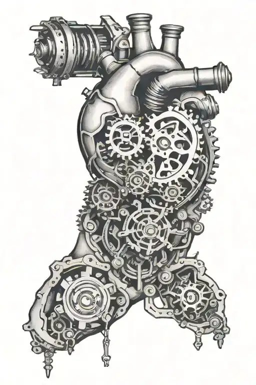 Mechanical Hand Holding A Heart With Gears