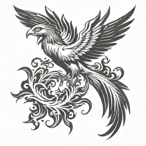 Phoenix Tattoo Design Featuring