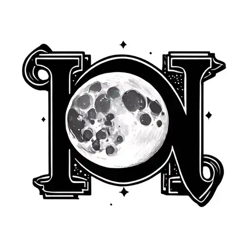 Moon With Letter N Letter Together