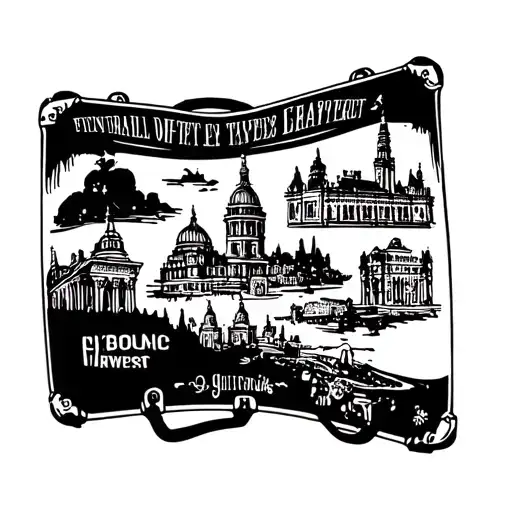 A Vintage Travel Suitcase With Historical Landmarks As Stickers