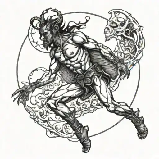 Demon Controlling A Man Looking Up At The Full Moon