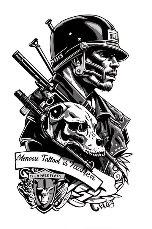 Memorial Tattoo Including Raiders And Mustang
