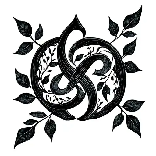 Fine Triskele Symbol With Leafs Growing Inside