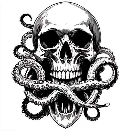 Skulls And Tentacles Half Sleeve