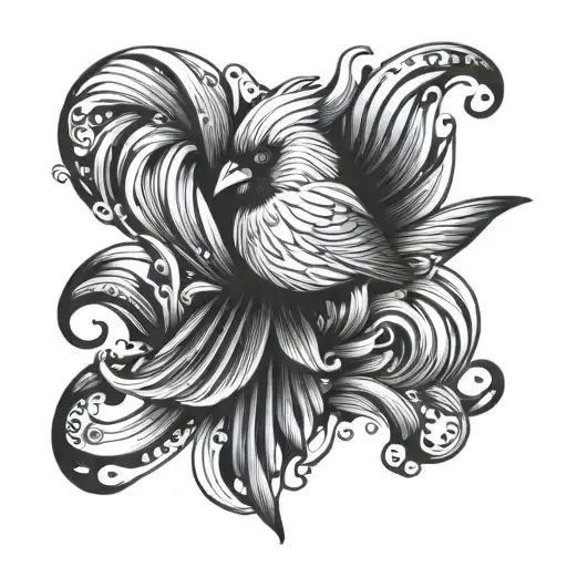 Cardinal And Ocean Waves