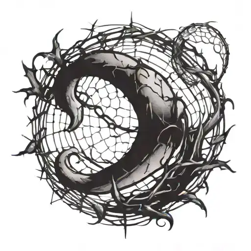 Crescent Moon In Barbed Wire