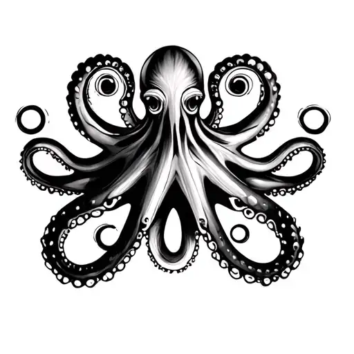 Octopus And Suminagashi Symmetrical Shape
