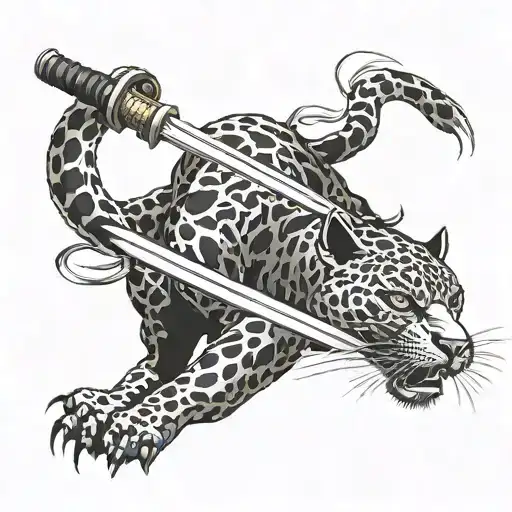 Katana With A Panther On Top Half