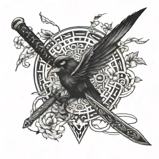 Katana With A Bird Sitting