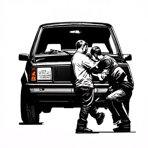 Father And Son Are Repairing A Car