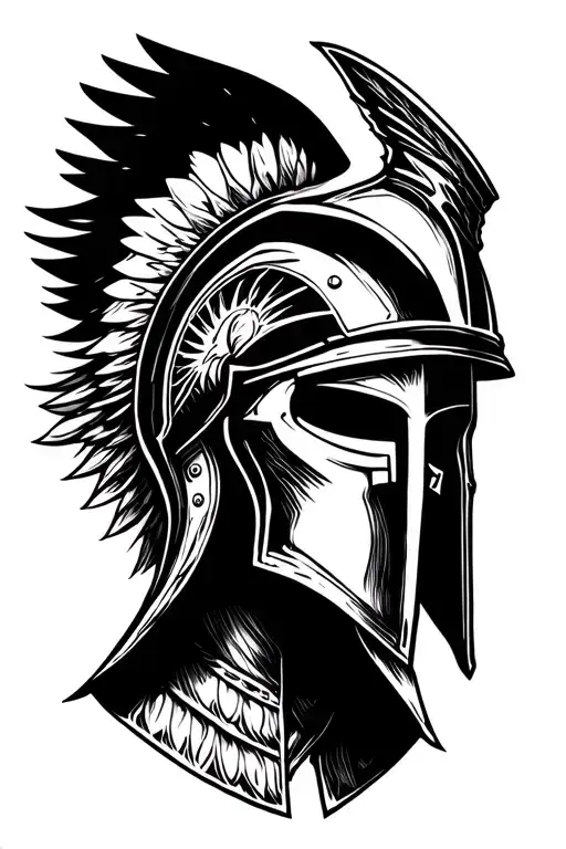 Cross Wing And Spartan Helmet