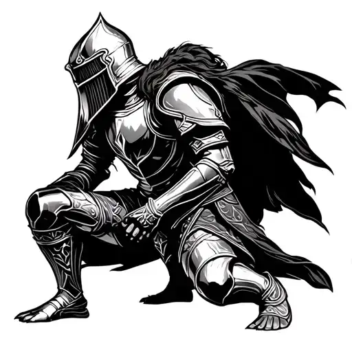 A Standing Knight Kneeling