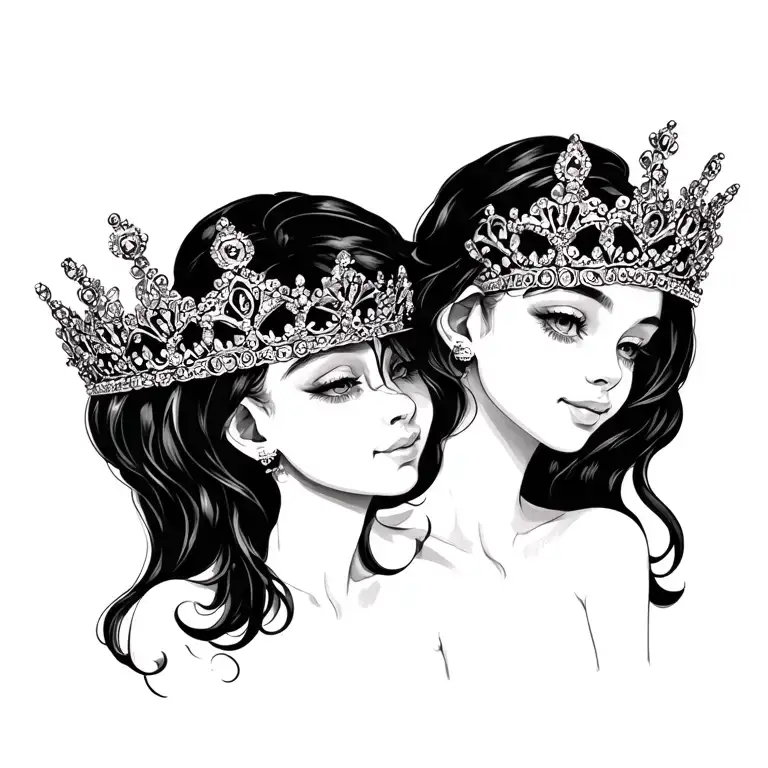 Two Tiaras Leaning On Eachother Gray Scale