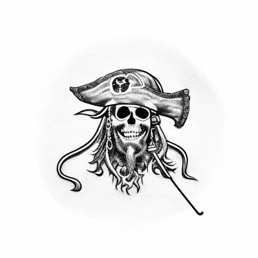 Pirate With Straw Hat Sitting On A Dolphin