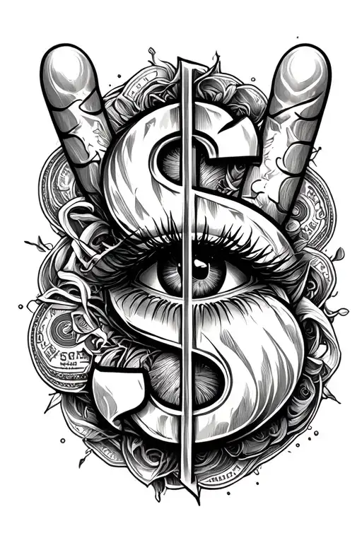 Money Sign Surrounded By Eyes