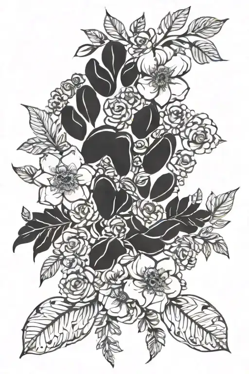 Flowers Leaves Intertwined Dog Paw Print Incorporated