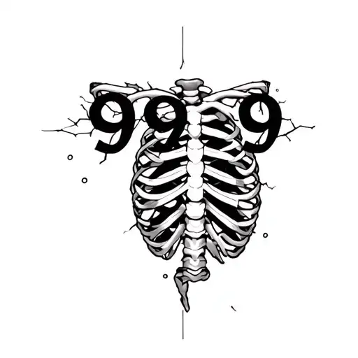 Numbers 999 In A Ribcage Ripped Open