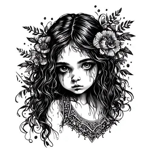 Weeping Girl Looking Back