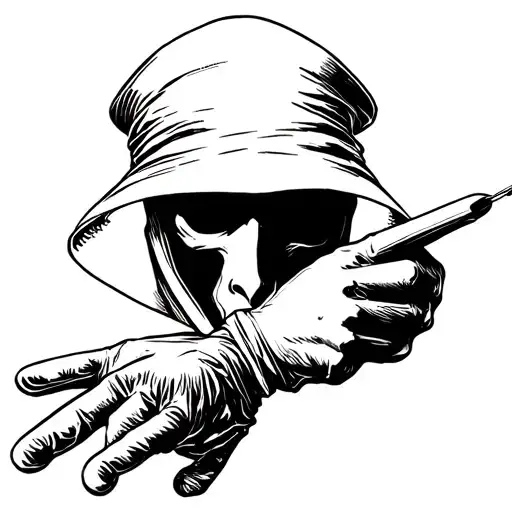 Plague Doctor Character Holding Medicine Needle Pointing At The Glove