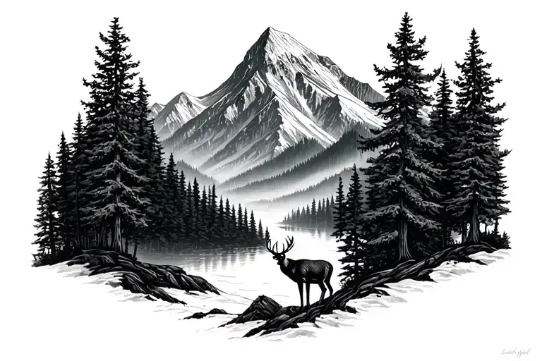 Forest With Deeron Mountain Range