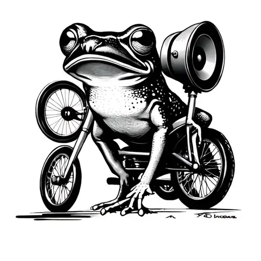 A Frog On A One Wheeler With Speaker As Head