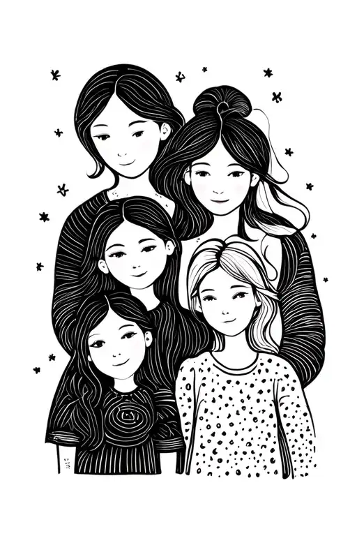 Border Shaped Line Outlining Family Minimal Tattoo Design