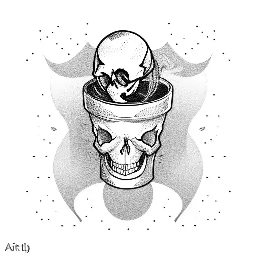 Steaming Coffee Cup With A Skull Inside