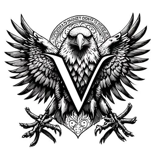Letter V With Eagle