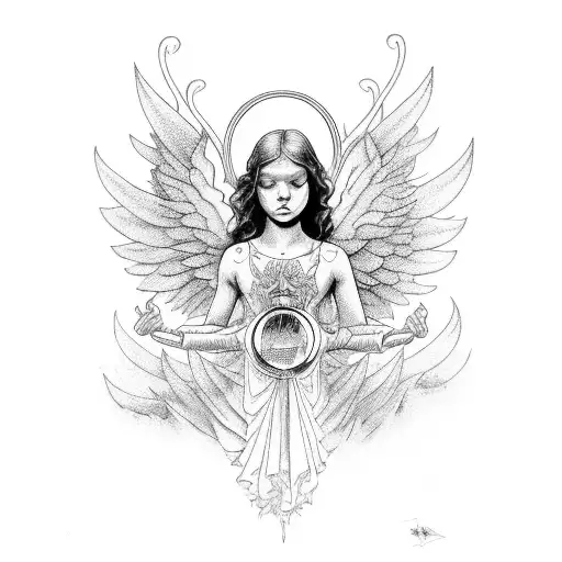 Angel With Mirror In Hands In Reflection Devil