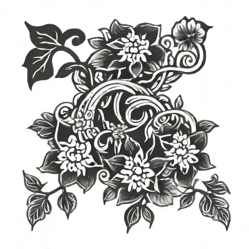 A Tattoo Design Featuring Intertwined Vines And Flowers To Symbolize The Bond Between Sisters
