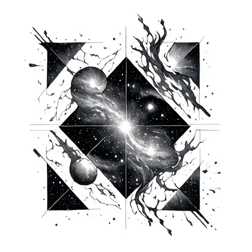 A Cosmic Nebula Merging With A Geometric Shape