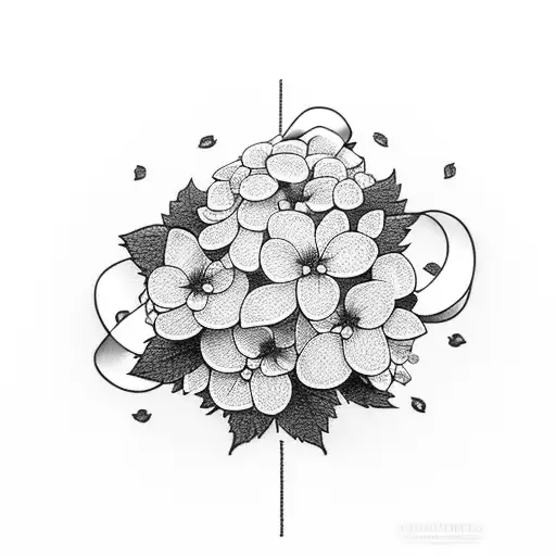 Hydrangeas With Ribbon And Cat