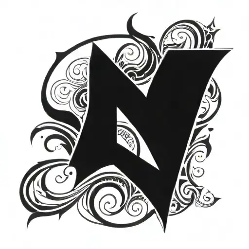 Letters Mm With Ornaments Points Tribal