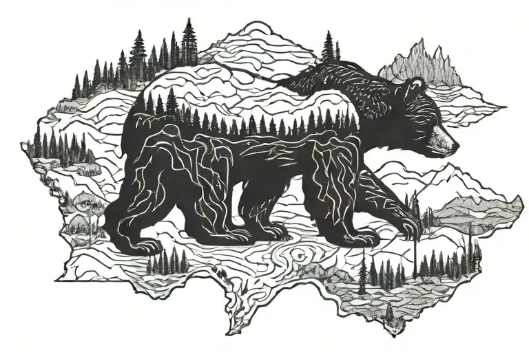A Bear Silhouette With A Map Of Wisconsin And Colorado Integrated Into The Design