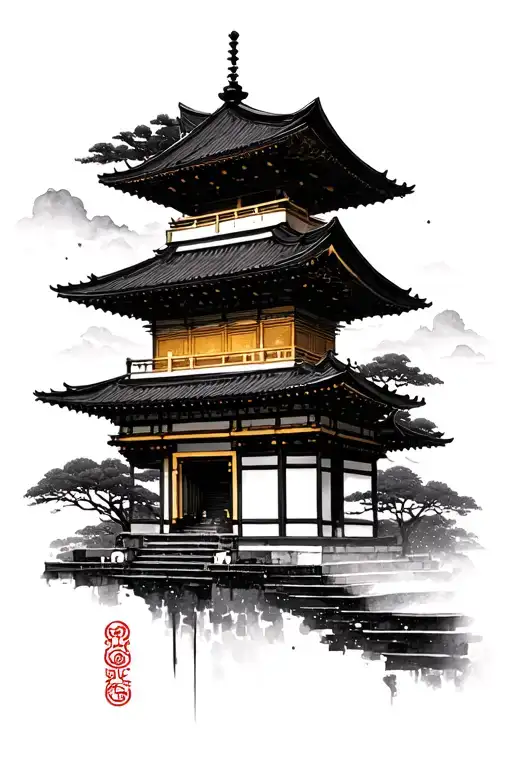 Japanese Temple With Kintsugi
