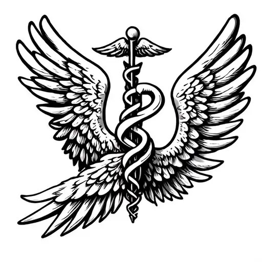Wings With A Caduceus