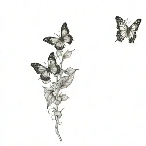 A Sunflower And Butterfly Intertwined To Symbolize Growth And Transformation