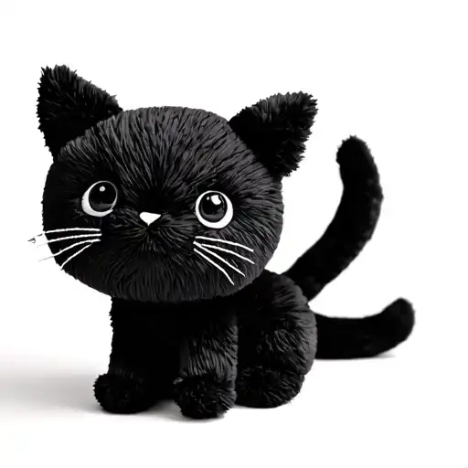 Childhood Stuffed Animal Black Cat Sitting Facing Forward
