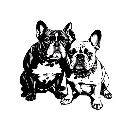 A French Bulldog Sitting With His Female Owner