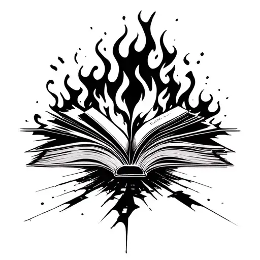 Broken Road With Book On Fire Rising