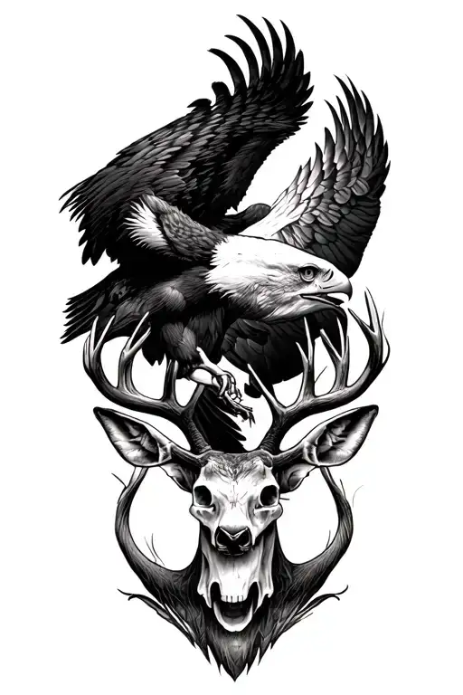 Skulls And Eagle And Buck Two Doe