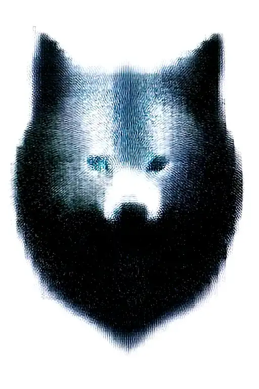 Growling Wolf Face And Realistic Rocky Mountains Inside