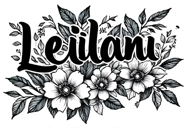 Leilani Written Cursive With Flowers
