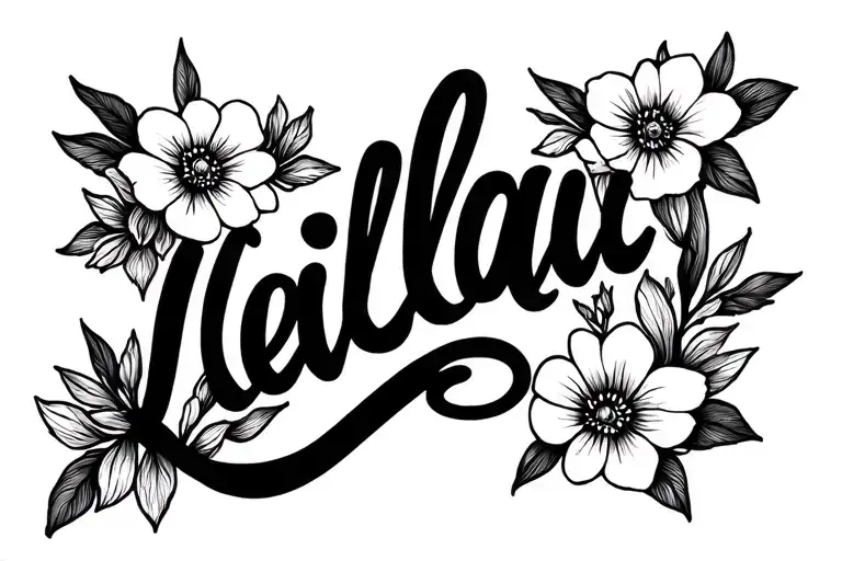 Leilani Written Cursive With Flowers Small