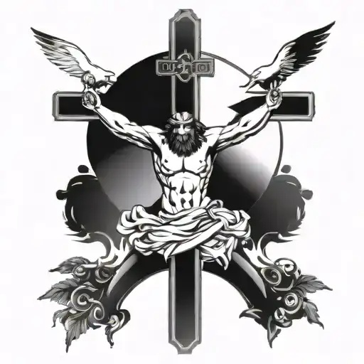 Crucifix With Eagle And Italian Symbol For Family