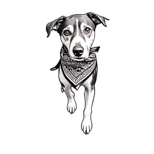 A Dog Wearing A Bandana