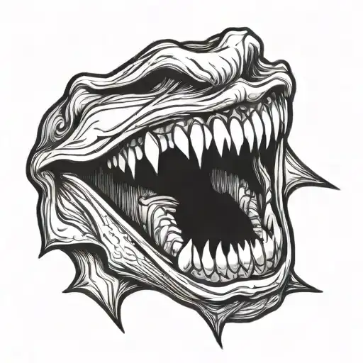 Opened Mouth In Smile With Devil Teeths