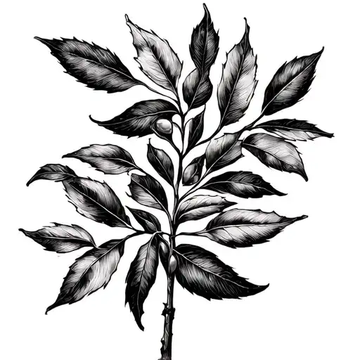 Olive Leaves Entwined On The Left Arm
