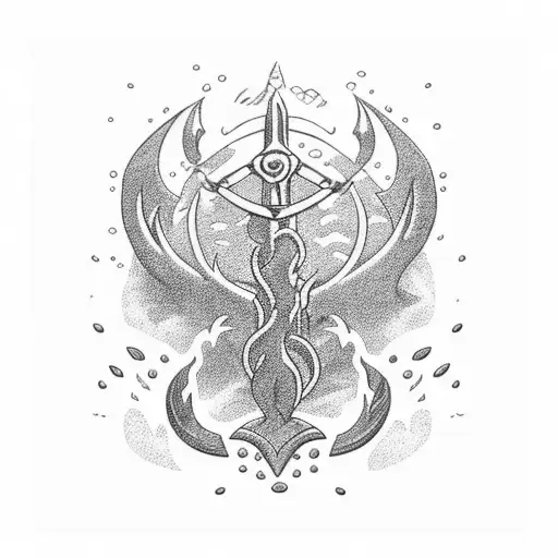 A Majestic Underwater Scene With A Mythical Trident Rising From The Depths Of The Ocean